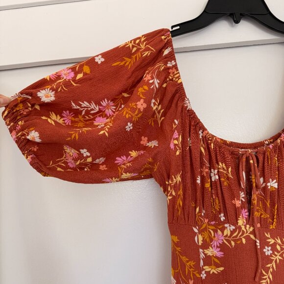 Billabong True Romance Printed Midi Dress in rust orange - Picture 7 of 12